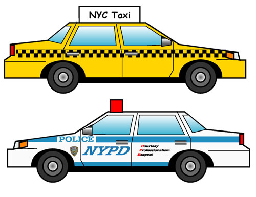New York City - Taxi and Police car